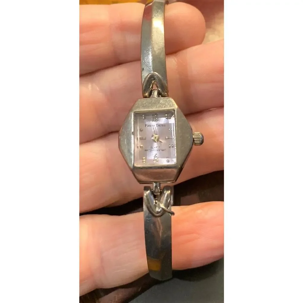 Pierre Daren Ladies Silver Tone Watch with Lavender Face